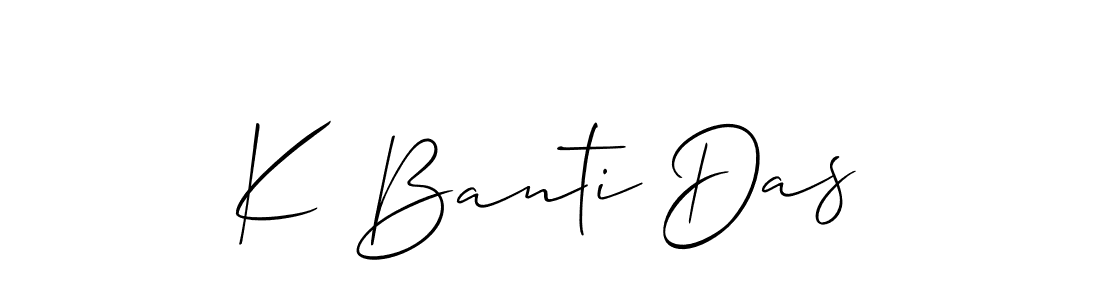 The best way (Allison_Script) to make a short signature is to pick only two or three words in your name. The name K Banti Das include a total of six letters. For converting this name. K Banti Das signature style 2 images and pictures png