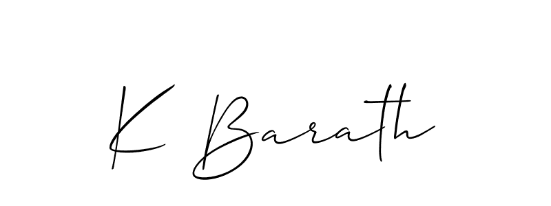 How to make K Barath name signature. Use Allison_Script style for creating short signs online. This is the latest handwritten sign. K Barath signature style 2 images and pictures png