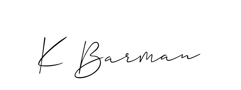 Use a signature maker to create a handwritten signature online. With this signature software, you can design (Allison_Script) your own signature for name K Barman. K Barman signature style 2 images and pictures png