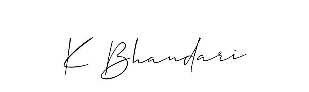 Design your own signature with our free online signature maker. With this signature software, you can create a handwritten (Allison_Script) signature for name K Bhandari. K Bhandari signature style 2 images and pictures png