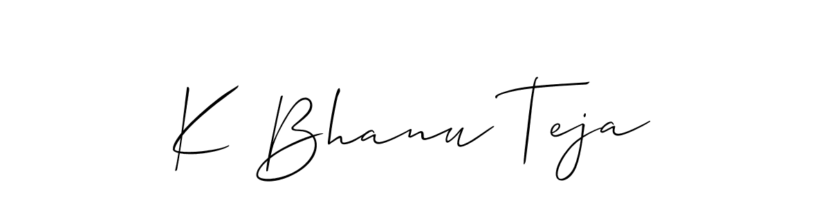 Also You can easily find your signature by using the search form. We will create K Bhanu Teja name handwritten signature images for you free of cost using Allison_Script sign style. K Bhanu Teja signature style 2 images and pictures png