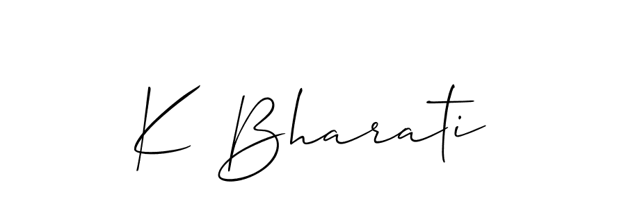 Also You can easily find your signature by using the search form. We will create K Bharati name handwritten signature images for you free of cost using Allison_Script sign style. K Bharati signature style 2 images and pictures png