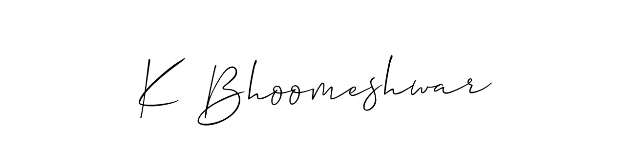 Use a signature maker to create a handwritten signature online. With this signature software, you can design (Allison_Script) your own signature for name K Bhoomeshwar. K Bhoomeshwar signature style 2 images and pictures png