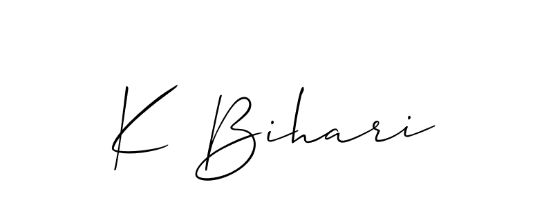 Also we have K Bihari name is the best signature style. Create professional handwritten signature collection using Allison_Script autograph style. K Bihari signature style 2 images and pictures png
