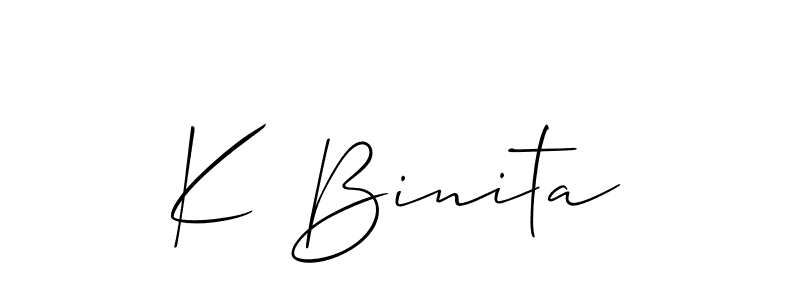 Allison_Script is a professional signature style that is perfect for those who want to add a touch of class to their signature. It is also a great choice for those who want to make their signature more unique. Get K Binita name to fancy signature for free. K Binita signature style 2 images and pictures png