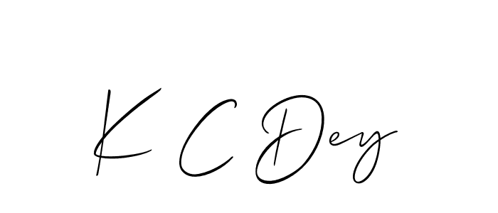 Allison_Script is a professional signature style that is perfect for those who want to add a touch of class to their signature. It is also a great choice for those who want to make their signature more unique. Get K C Dey name to fancy signature for free. K C Dey signature style 2 images and pictures png