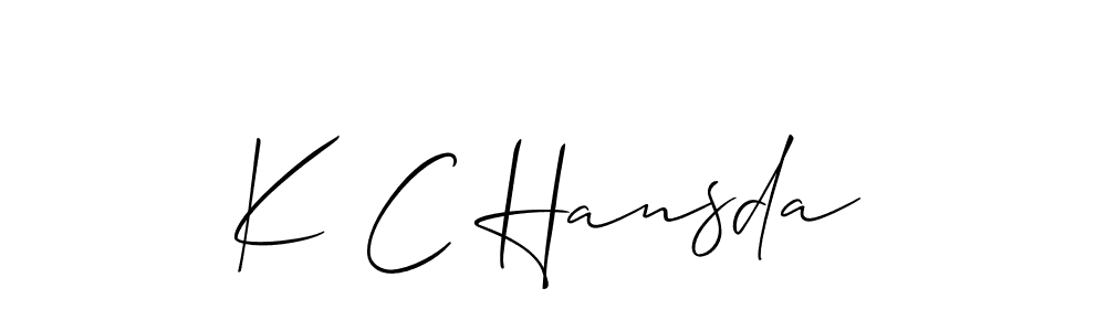 How to Draw K C Hansda signature style? Allison_Script is a latest design signature styles for name K C Hansda. K C Hansda signature style 2 images and pictures png