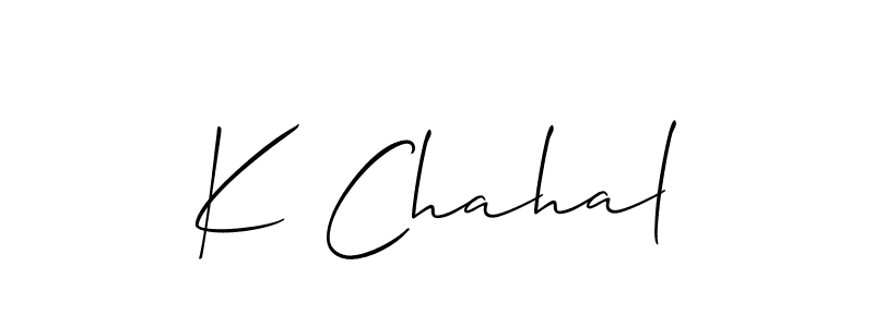 if you are searching for the best signature style for your name K Chahal. so please give up your signature search. here we have designed multiple signature styles  using Allison_Script. K Chahal signature style 2 images and pictures png