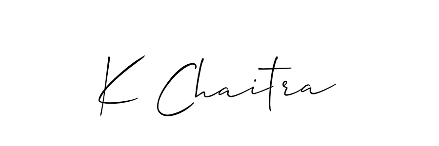 You should practise on your own different ways (Allison_Script) to write your name (K Chaitra) in signature. don't let someone else do it for you. K Chaitra signature style 2 images and pictures png