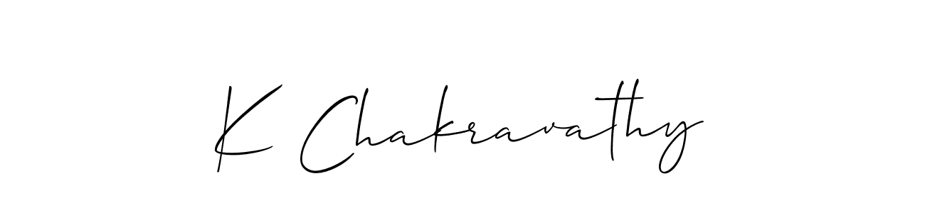 Make a beautiful signature design for name K Chakravathy. With this signature (Allison_Script) style, you can create a handwritten signature for free. K Chakravathy signature style 2 images and pictures png