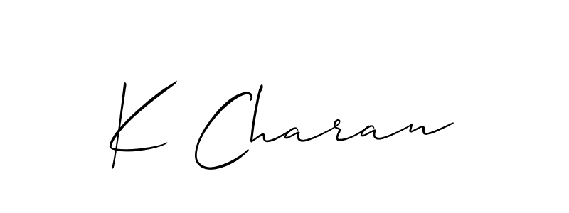 How to Draw K Charan signature style? Allison_Script is a latest design signature styles for name K Charan. K Charan signature style 2 images and pictures png