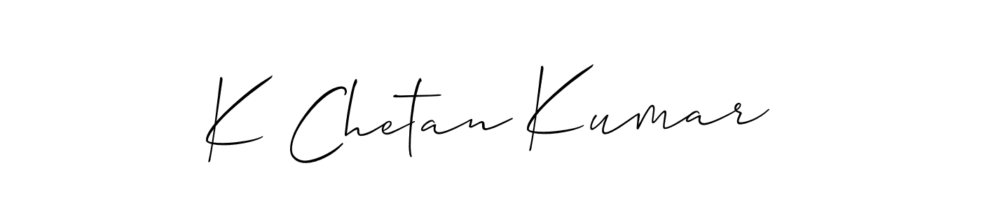 Also You can easily find your signature by using the search form. We will create K Chetan Kumar name handwritten signature images for you free of cost using Allison_Script sign style. K Chetan Kumar signature style 2 images and pictures png
