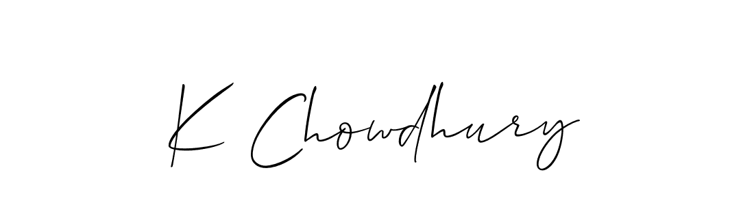 How to make K Chowdhury name signature. Use Allison_Script style for creating short signs online. This is the latest handwritten sign. K Chowdhury signature style 2 images and pictures png