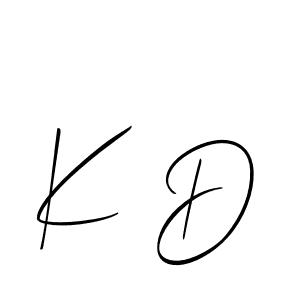 Also You can easily find your signature by using the search form. We will create K D name handwritten signature images for you free of cost using Allison_Script sign style. K D signature style 2 images and pictures png