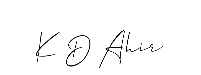 Make a beautiful signature design for name K D Ahir. With this signature (Allison_Script) style, you can create a handwritten signature for free. K D Ahir signature style 2 images and pictures png