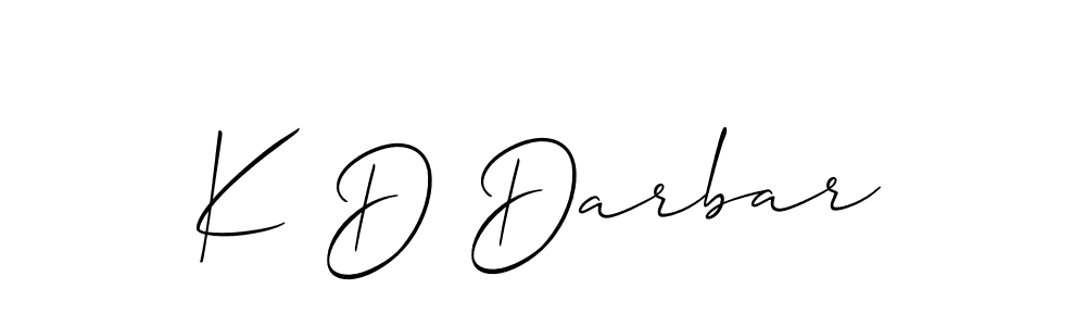 Design your own signature with our free online signature maker. With this signature software, you can create a handwritten (Allison_Script) signature for name K D Darbar. K D Darbar signature style 2 images and pictures png