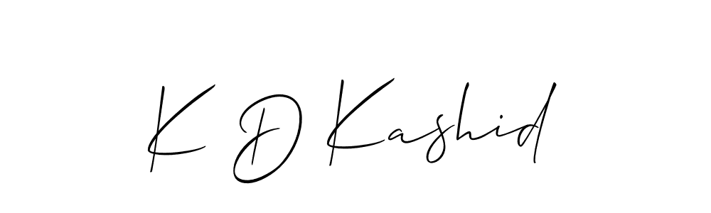 The best way (Allison_Script) to make a short signature is to pick only two or three words in your name. The name K D Kashid include a total of six letters. For converting this name. K D Kashid signature style 2 images and pictures png