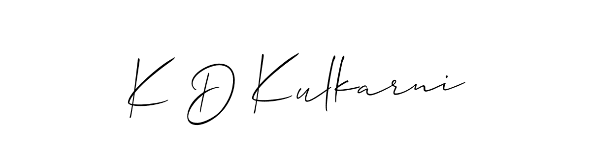 You should practise on your own different ways (Allison_Script) to write your name (K D Kulkarni) in signature. don't let someone else do it for you. K D Kulkarni signature style 2 images and pictures png