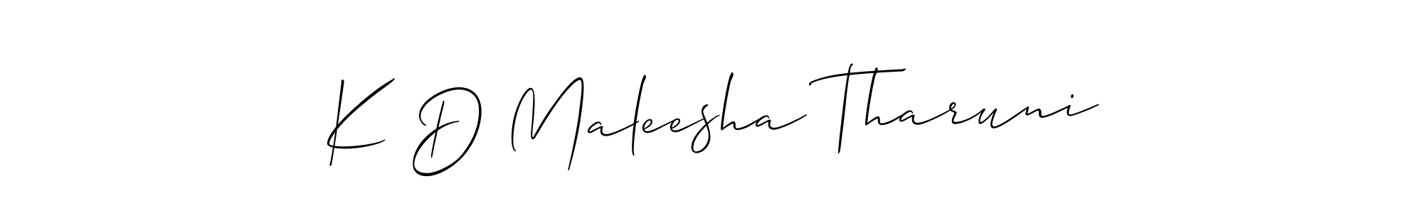 Use a signature maker to create a handwritten signature online. With this signature software, you can design (Allison_Script) your own signature for name K D Maleesha Tharuni. K D Maleesha Tharuni signature style 2 images and pictures png