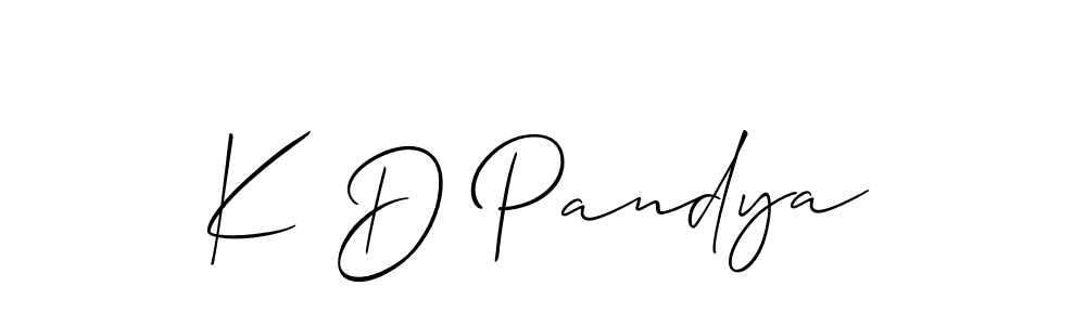 Create a beautiful signature design for name K D Pandya. With this signature (Allison_Script) fonts, you can make a handwritten signature for free. K D Pandya signature style 2 images and pictures png