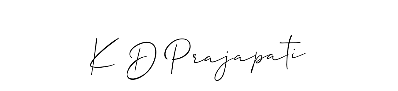 Allison_Script is a professional signature style that is perfect for those who want to add a touch of class to their signature. It is also a great choice for those who want to make their signature more unique. Get K D Prajapati name to fancy signature for free. K D Prajapati signature style 2 images and pictures png
