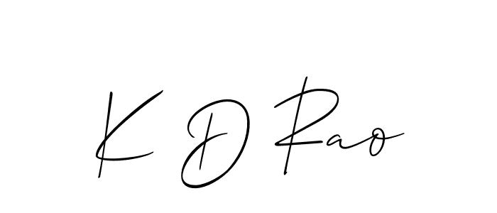 You should practise on your own different ways (Allison_Script) to write your name (K D Rao) in signature. don't let someone else do it for you. K D Rao signature style 2 images and pictures png