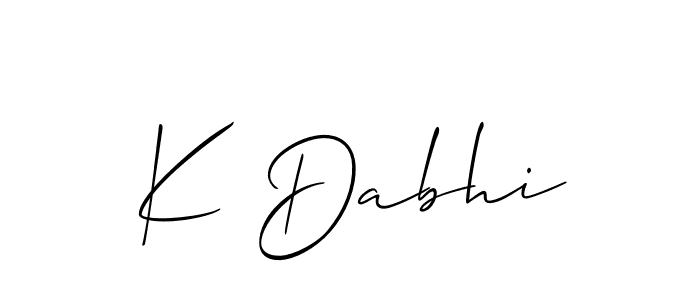 Create a beautiful signature design for name K Dabhi. With this signature (Allison_Script) fonts, you can make a handwritten signature for free. K Dabhi signature style 2 images and pictures png