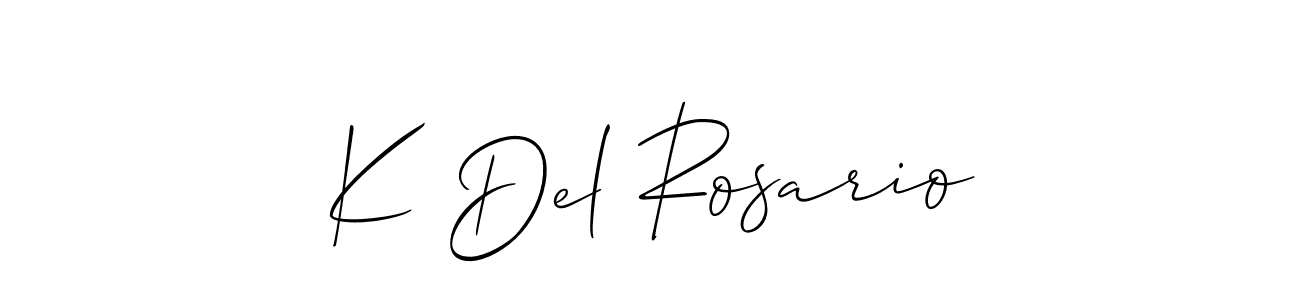 Design your own signature with our free online signature maker. With this signature software, you can create a handwritten (Allison_Script) signature for name K Del Rosario. K Del Rosario signature style 2 images and pictures png