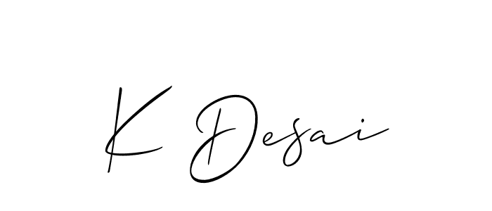 Best and Professional Signature Style for K Desai. Allison_Script Best Signature Style Collection. K Desai signature style 2 images and pictures png