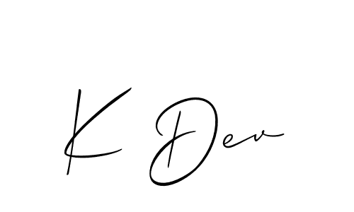 How to Draw K Dev signature style? Allison_Script is a latest design signature styles for name K Dev. K Dev signature style 2 images and pictures png