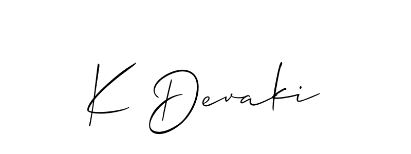 if you are searching for the best signature style for your name K Devaki. so please give up your signature search. here we have designed multiple signature styles  using Allison_Script. K Devaki signature style 2 images and pictures png