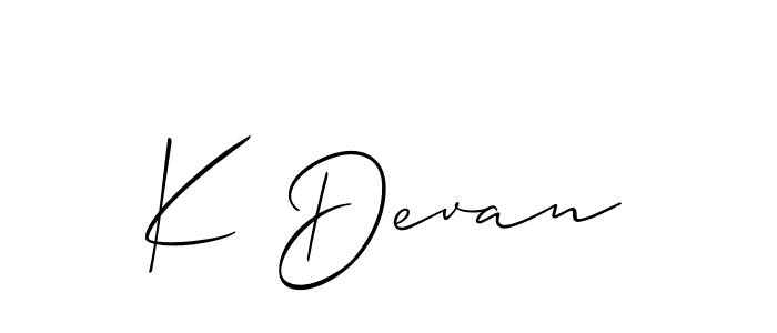 Make a beautiful signature design for name K Devan. With this signature (Allison_Script) style, you can create a handwritten signature for free. K Devan signature style 2 images and pictures png