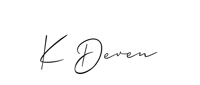 Create a beautiful signature design for name K Deven. With this signature (Allison_Script) fonts, you can make a handwritten signature for free. K Deven signature style 2 images and pictures png