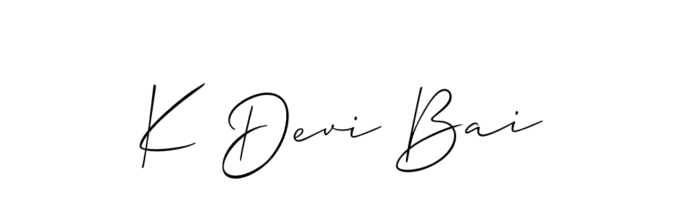 Also You can easily find your signature by using the search form. We will create K Devi Bai name handwritten signature images for you free of cost using Allison_Script sign style. K Devi Bai signature style 2 images and pictures png