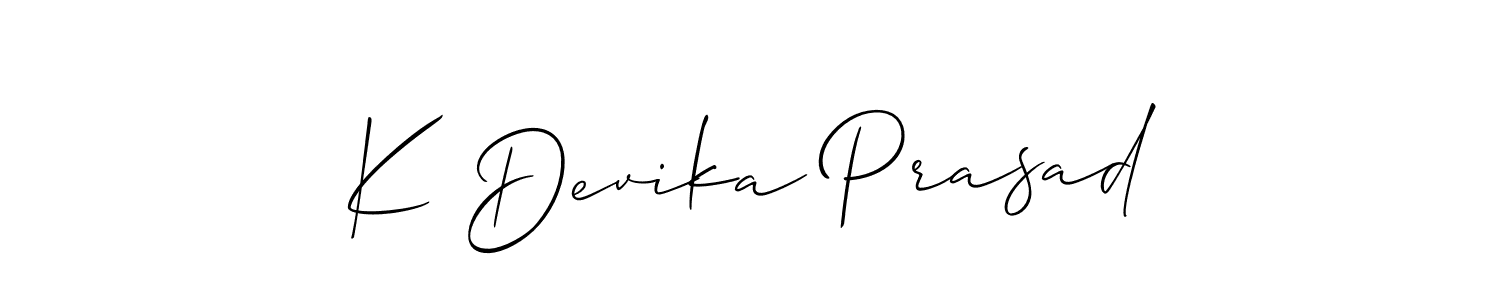 Also we have K Devika Prasad name is the best signature style. Create professional handwritten signature collection using Allison_Script autograph style. K Devika Prasad signature style 2 images and pictures png