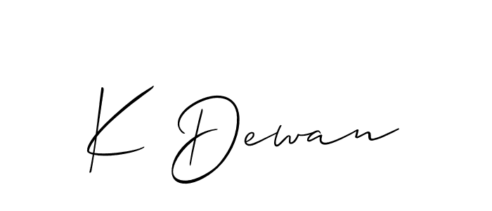 How to make K Dewan signature? Allison_Script is a professional autograph style. Create handwritten signature for K Dewan name. K Dewan signature style 2 images and pictures png