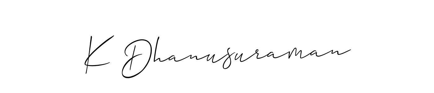 It looks lik you need a new signature style for name K Dhanusuraman. Design unique handwritten (Allison_Script) signature with our free signature maker in just a few clicks. K Dhanusuraman signature style 2 images and pictures png