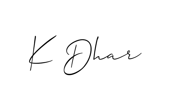 Once you've used our free online signature maker to create your best signature Allison_Script style, it's time to enjoy all of the benefits that K Dhar name signing documents. K Dhar signature style 2 images and pictures png