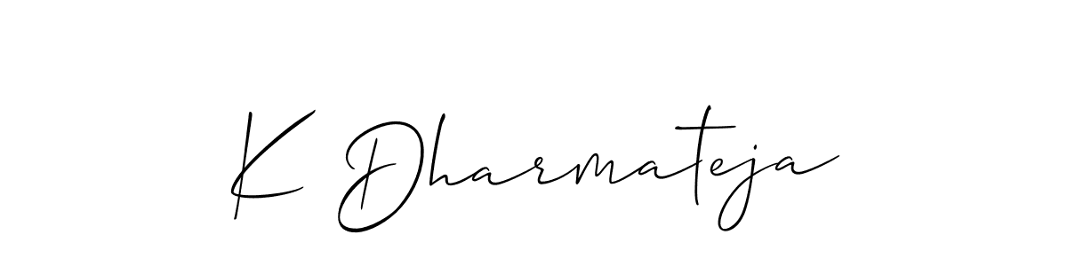 Make a short K Dharmateja signature style. Manage your documents anywhere anytime using Allison_Script. Create and add eSignatures, submit forms, share and send files easily. K Dharmateja signature style 2 images and pictures png