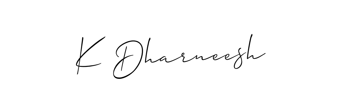Similarly Allison_Script is the best handwritten signature design. Signature creator online .You can use it as an online autograph creator for name K Dharneesh. K Dharneesh signature style 2 images and pictures png