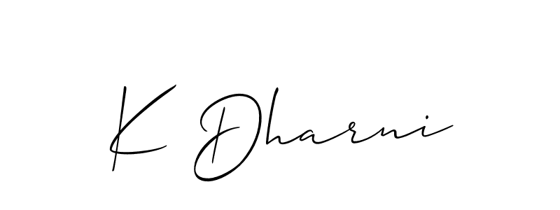 The best way (Allison_Script) to make a short signature is to pick only two or three words in your name. The name K Dharni include a total of six letters. For converting this name. K Dharni signature style 2 images and pictures png