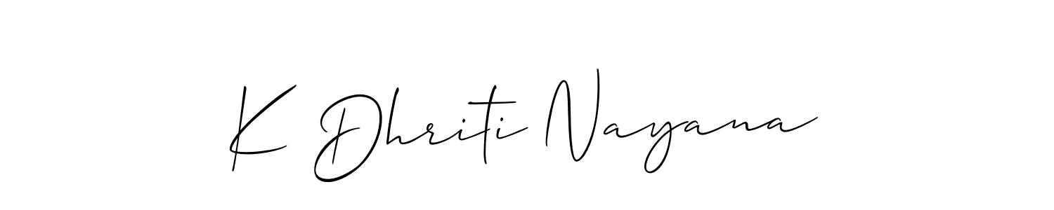 You can use this online signature creator to create a handwritten signature for the name K Dhriti Nayana. This is the best online autograph maker. K Dhriti Nayana signature style 2 images and pictures png