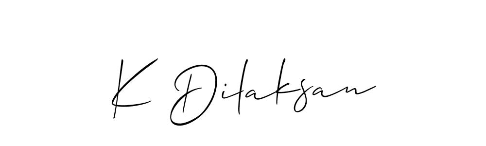 Make a beautiful signature design for name K Dilaksan. With this signature (Allison_Script) style, you can create a handwritten signature for free. K Dilaksan signature style 2 images and pictures png