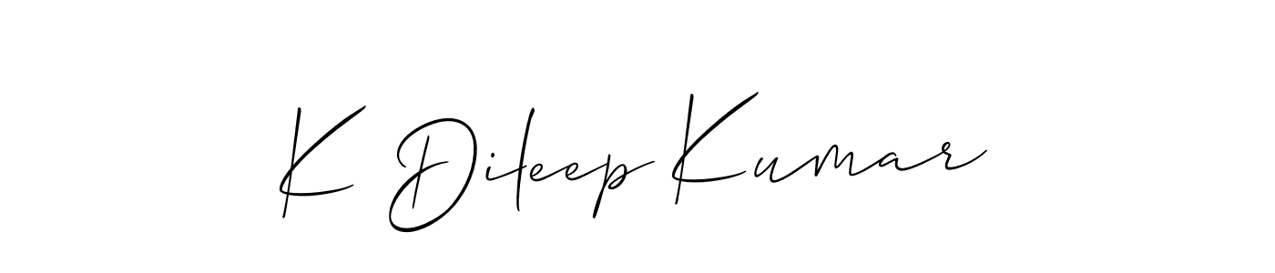 Design your own signature with our free online signature maker. With this signature software, you can create a handwritten (Allison_Script) signature for name K Dileep Kumar. K Dileep Kumar signature style 2 images and pictures png