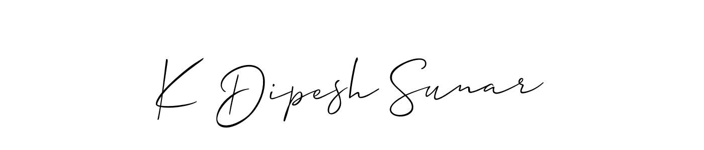 Design your own signature with our free online signature maker. With this signature software, you can create a handwritten (Allison_Script) signature for name K Dipesh Sunar. K Dipesh Sunar signature style 2 images and pictures png