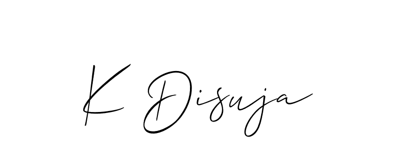 if you are searching for the best signature style for your name K Disuja. so please give up your signature search. here we have designed multiple signature styles  using Allison_Script. K Disuja signature style 2 images and pictures png