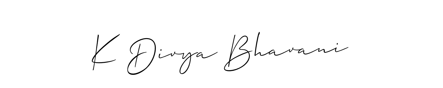 Design your own signature with our free online signature maker. With this signature software, you can create a handwritten (Allison_Script) signature for name K Divya Bhavani. K Divya Bhavani signature style 2 images and pictures png