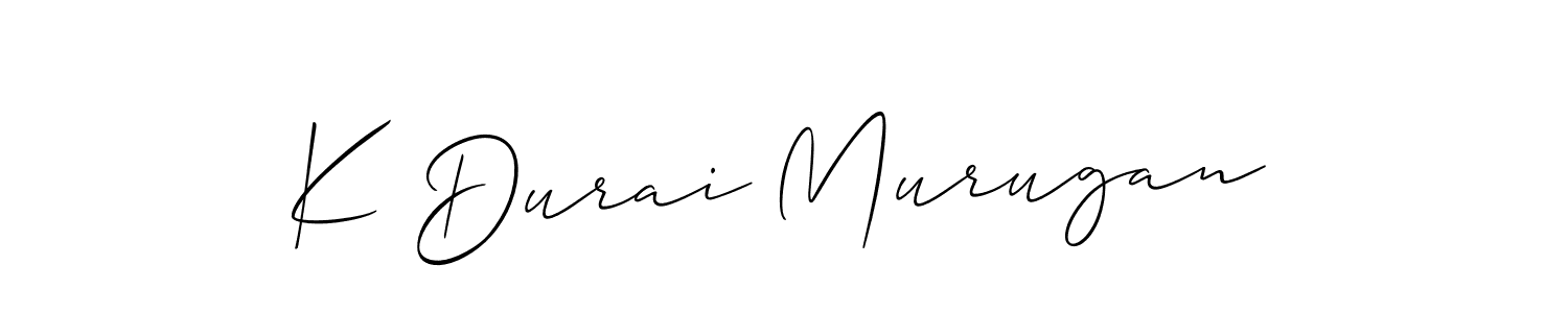 The best way (Allison_Script) to make a short signature is to pick only two or three words in your name. The name K Durai Murugan include a total of six letters. For converting this name. K Durai Murugan signature style 2 images and pictures png