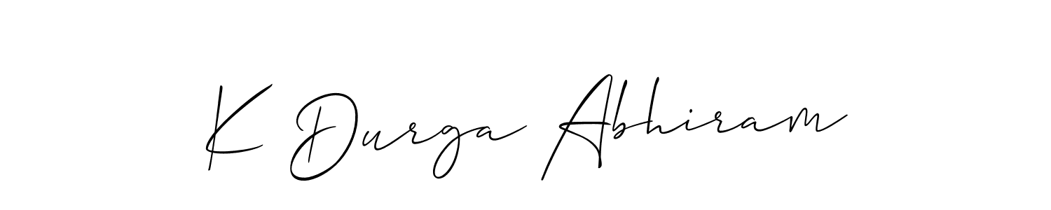 How to make K Durga Abhiram name signature. Use Allison_Script style for creating short signs online. This is the latest handwritten sign. K Durga Abhiram signature style 2 images and pictures png