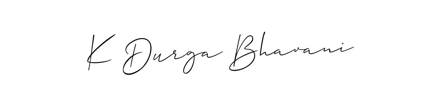 Allison_Script is a professional signature style that is perfect for those who want to add a touch of class to their signature. It is also a great choice for those who want to make their signature more unique. Get K Durga Bhavani name to fancy signature for free. K Durga Bhavani signature style 2 images and pictures png